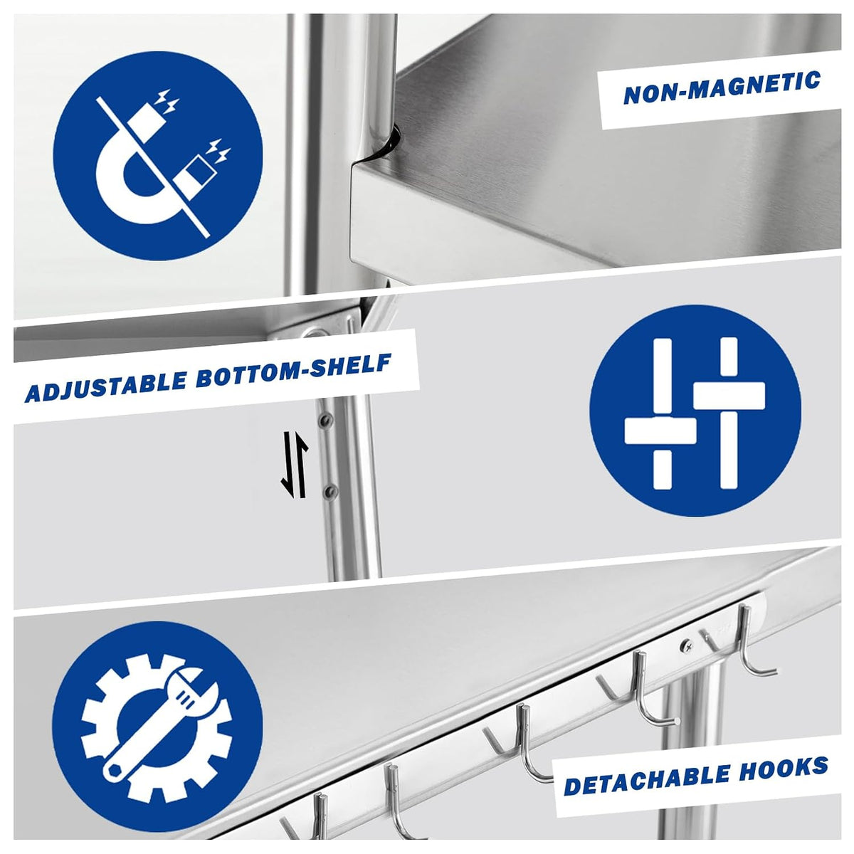 Stainless Steel Table Commercial Stainless Table for Prep & Work, 30 x 24 Inch Metal Table for Restaurant Garage Kitchen 24 x 30 Inch