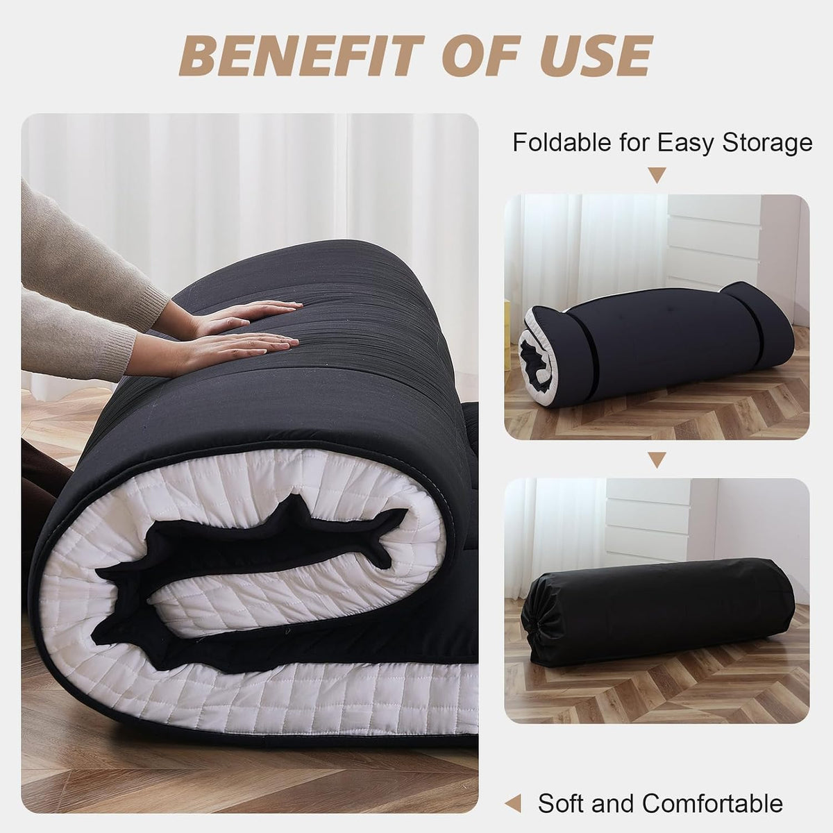 Japanese Floor Mattress - Extra Thick Foldable Twin Size Futon Mattress - Memory Foam Sleeping Pad for Adults - Tatami Mat Suitable for Camping & Guest