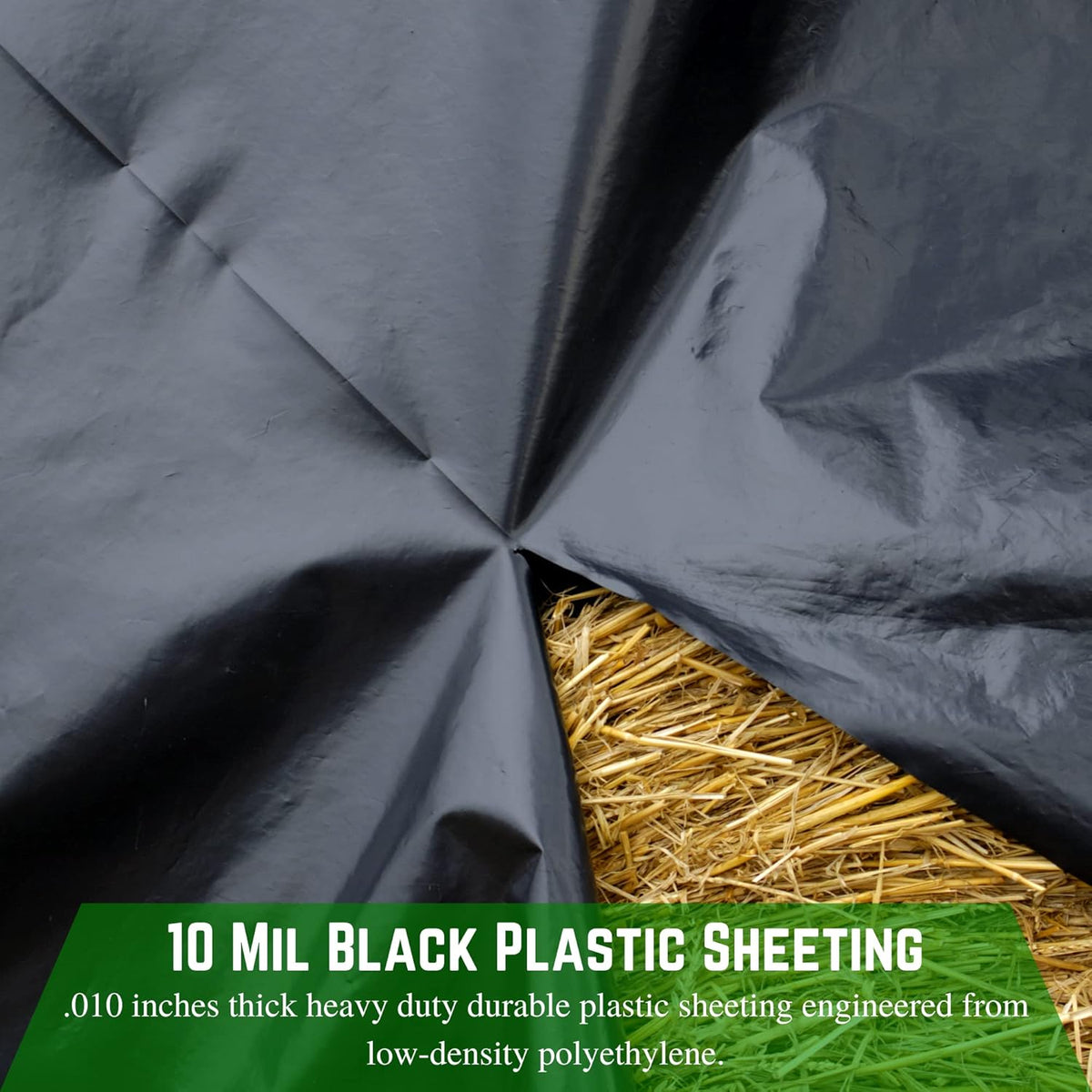 Farm Plastic Supply - Black Plastic Sheeting - 10 mil - (2.5' x 100') - Polyethylene Vapor Barrier Plastic Tarp, Black Painters Tarp, Heavy Duty Roll