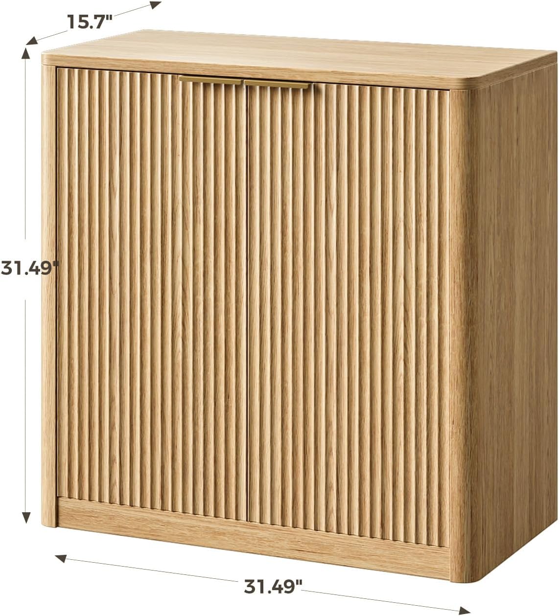 Evermagin 31.5" Oak Buffet Cabinet with Storage, Small Sideboard Cabinet, Boho Accent Credenza, Fluted Console Table with Doors for Dining Room, Kitchen, and Living Room