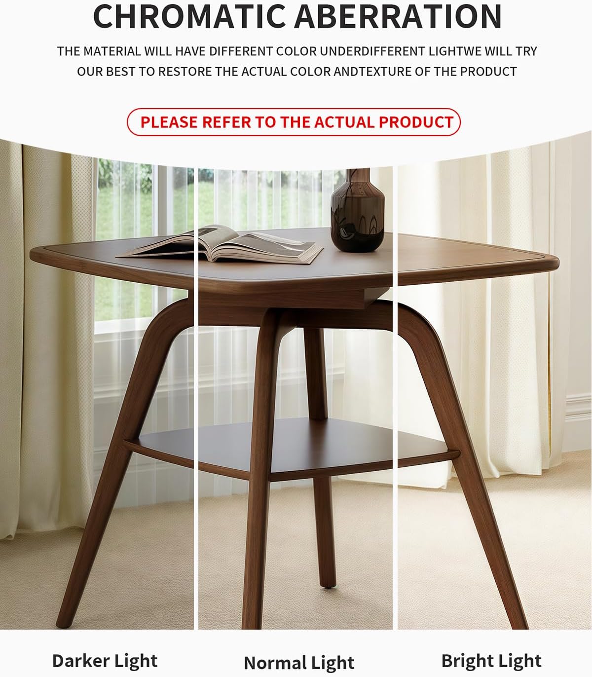 LKTART Small Dinner Table for 2, 29.5" Long Square Solid Wood Dining Table with Solid Wood Frame & Veneer Top, Compact Design with Shelf for Dinner Kitchen, Walnut