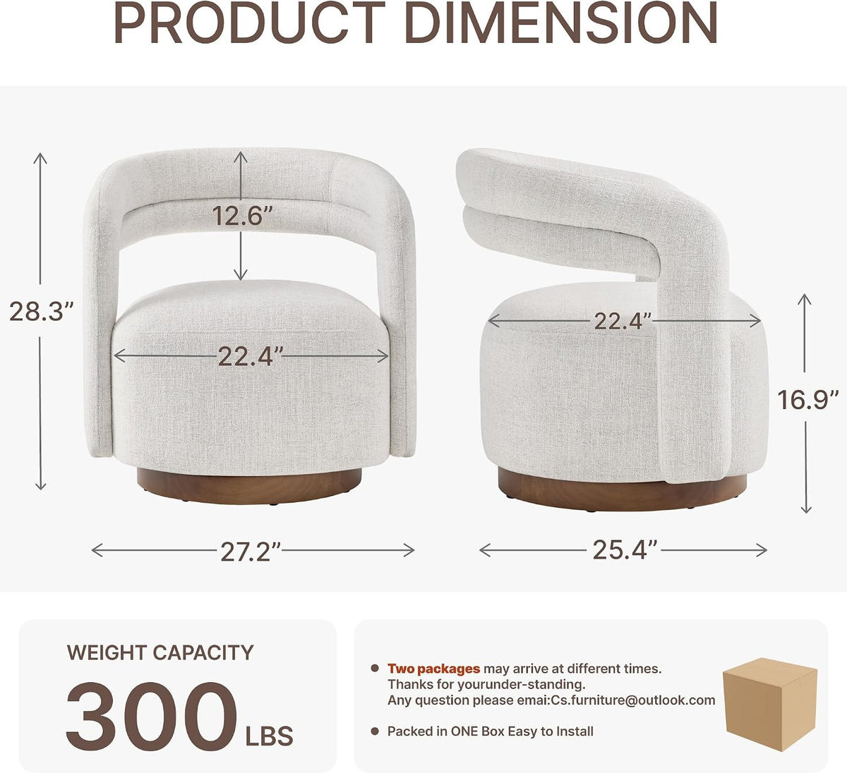 KISLOT, Swivel Accent Chair, Modern Arm Chair with Wooden Base, Wheat, 2PCS | Upholstered Barrel Chair with Open Back Design, Modern Arm Chair with Wooden Base Wheat, Living Room Bedroom Reading