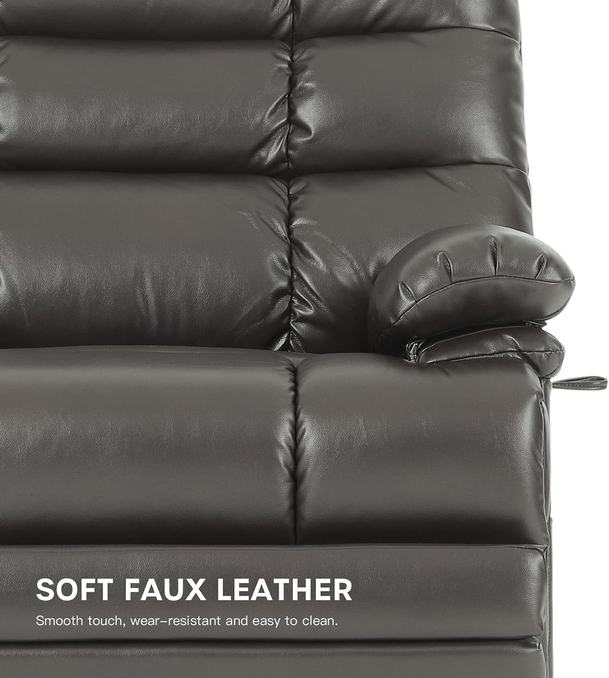 DYNOX 500 LBS Power Lift Recliner Chair for Big & Tall Seniors, Extra Large 3-Motor Lay Flat Chair with Heat, Massage & Extended Footrest,Breathable Faux Leather, Gray, 9505L