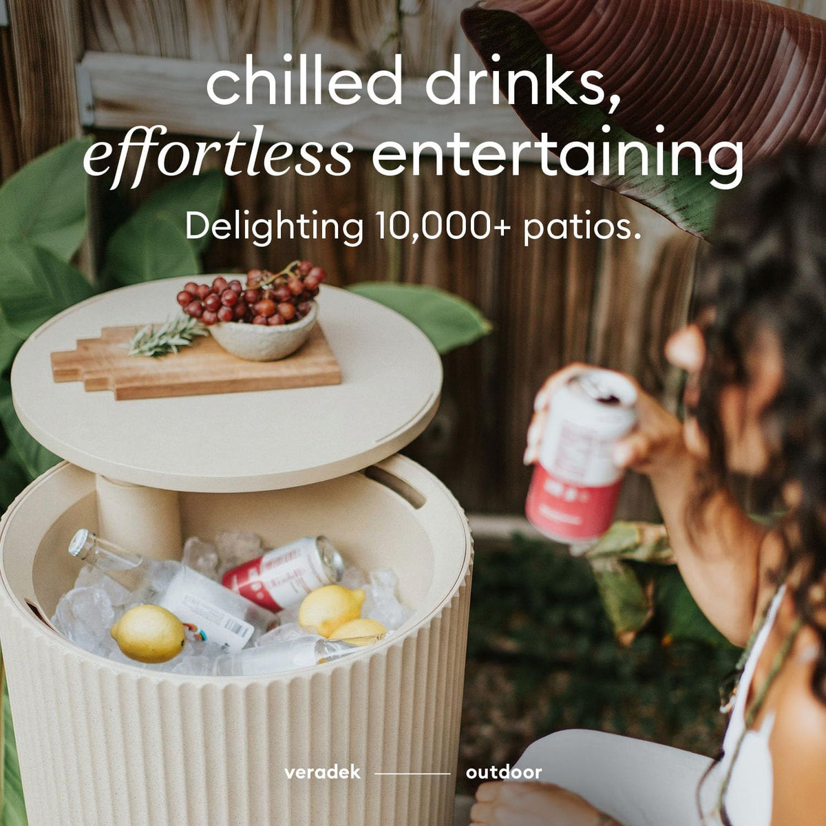 Veradek Cooler Side Table - Outdoor Cooler Table and Ice Chest | Features a Swivel-Top Lid That Keeps Drinks Cool for Up to 12 Hours, Perfect for Porch, Poolside, or Patio Use