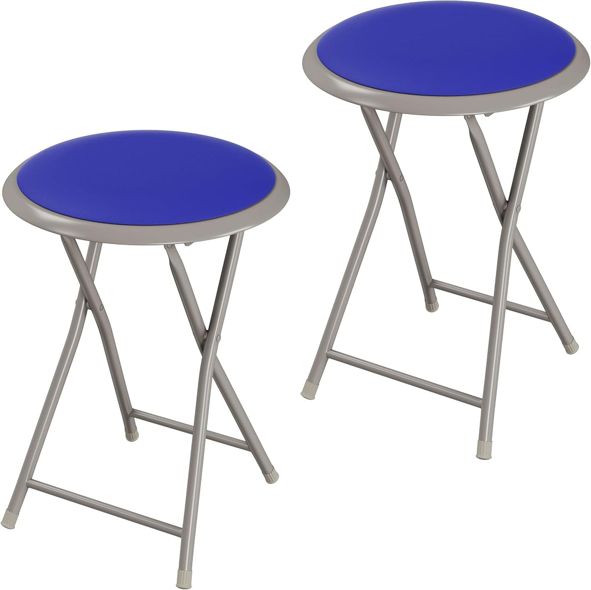 Lavish Home Folding Bar Stool - Set of 2 Heavy-Duty 18-Inch Stool - 225lb Capacity and Padded Seats for Dorm, Recreation or Game Room (Blue)