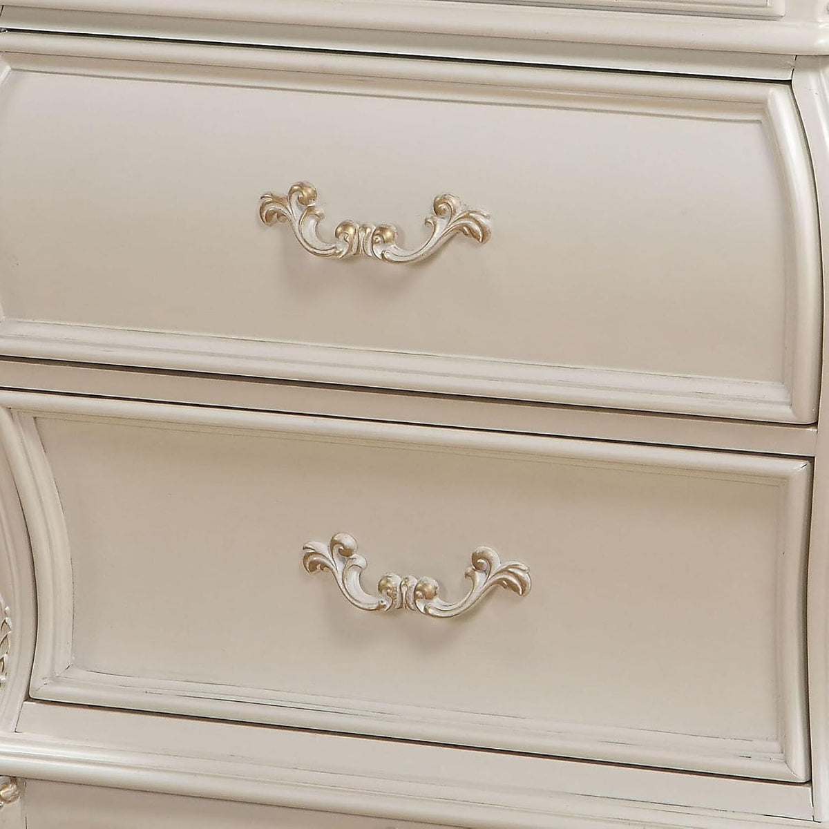 Pearl White 2-Drawer Nightstand with Legs,for Small Spaces
