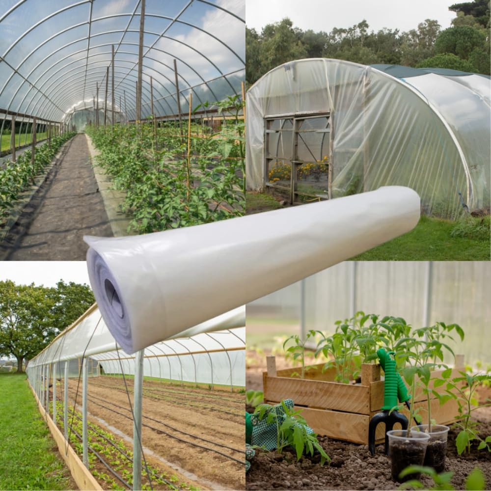 FPS - 4 Year Clear 6 mil Greenhouse Plastic Sheeting - Clear Greenhouse Plastic Sheeting, Polyethylene Greenhouse Plastic Film, Transparent Plastic Film for Greenhouse, Greenhouse Film (42' x 25')