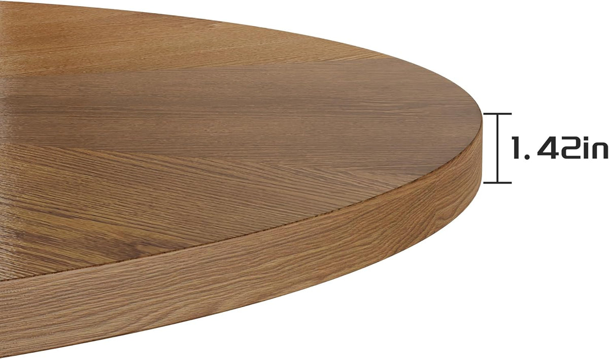 59" Solid Wood Round Dining Table for 6-8 People, Wooden Pedestal Base, Farmhouse Round Dining Room Table for Home Dining Room, Kitchen, Living Room