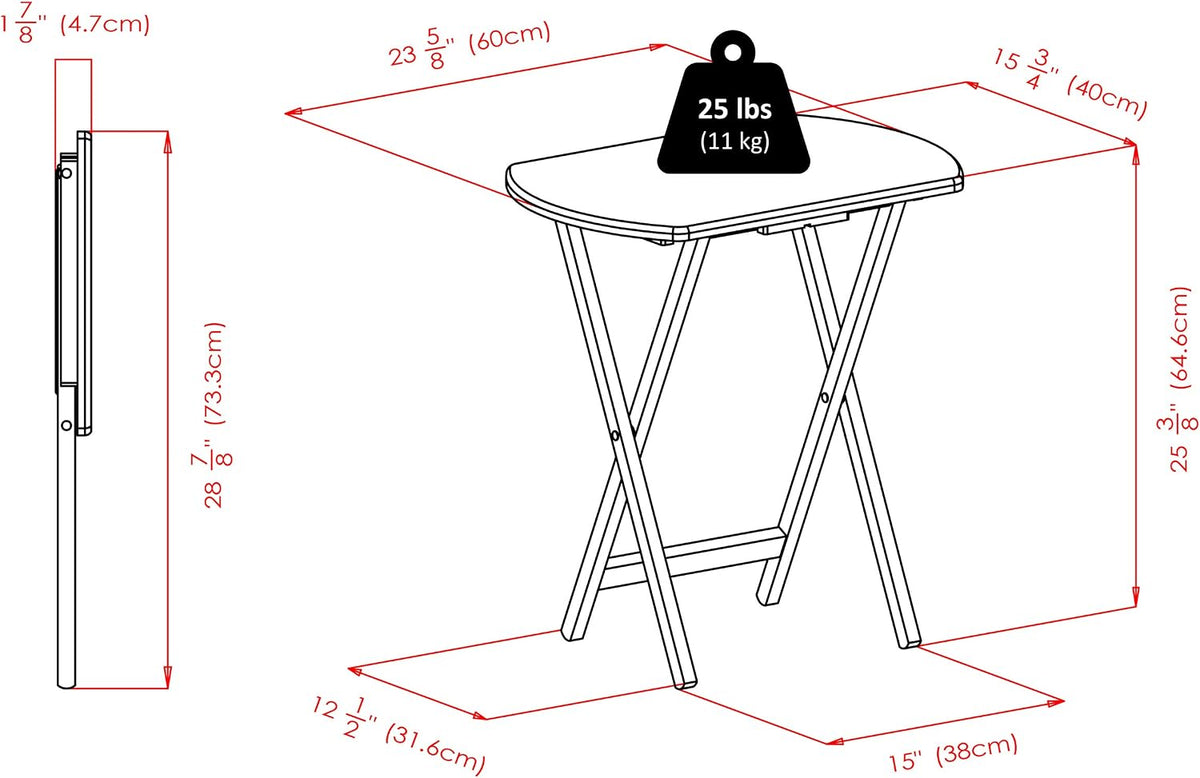 Winsome Corbett Set of 2 Oversized Foldable Snack Tables | Easy to Store Portable Fold Up Table Set for Kitchen, Living Room TV Dining, Crafts, Puzzles, Work From Home