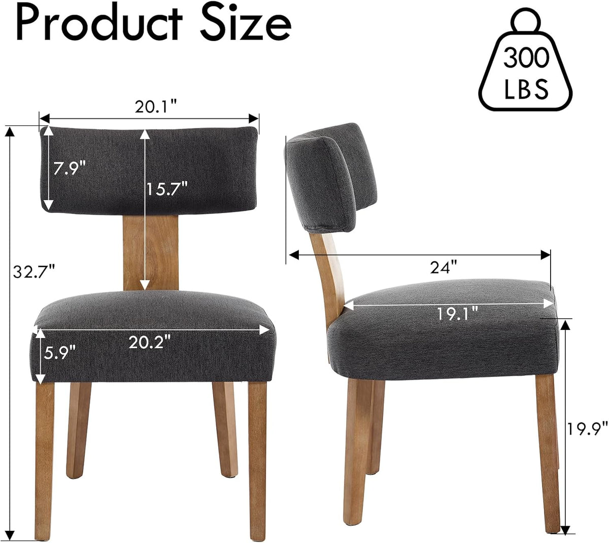 Upholstered Dining Chairs Set of 6, Mid-Century Modern Dining Chairs with Wood Legs, Linen Fabric Farmhouse Kitchen Chairs Armless, Comfy Side Chairs for Living Room/Kitchen, Grey