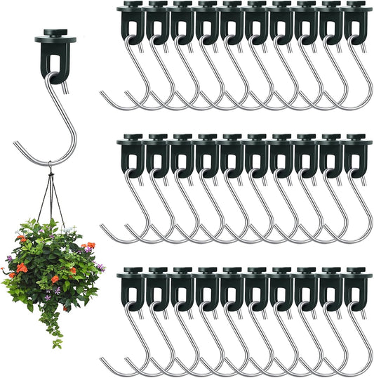 ELANE 30 Pcs Greenhouse Hooks and Twist Clips, Plastic Fixing Clips for Outdoor Garden Hanging Plants. (Green)