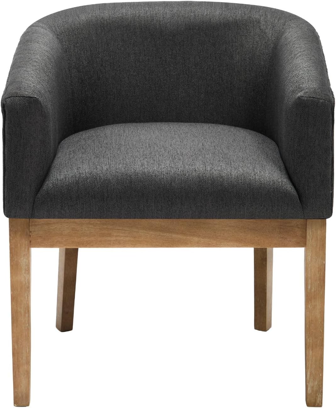 Linen Dining Chairs Set of 4, Barrel Farmhouse Kitchen Chairs with Arms, Upholstered Side Chair with Solid Wood Legs for Dining Room, Bedroom,Gray