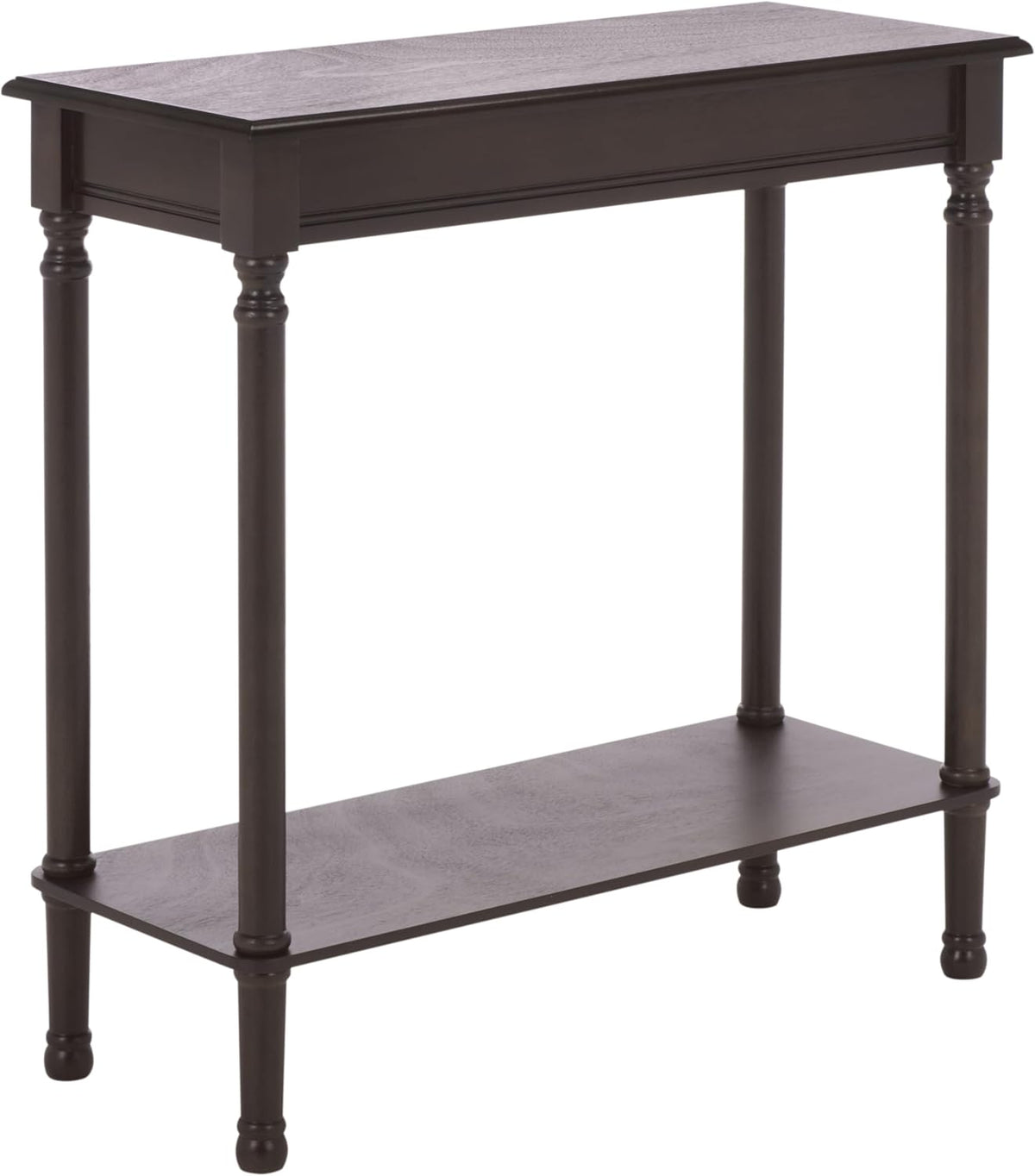 SAFAVIEH Furniture - Tinsley Rectangle Console Table - Dark Chocolate - Solid Wood - Farmhouse Turned-Leg Design - Ideal for Entryway, Living Room, Hallway, 28" W x 11.75" D x 28" H (CNS5724D)