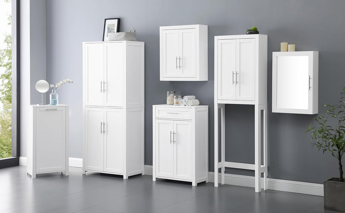 Crosley Furniture Savannah 2-Piece Pantry Storage Cabinet Set with Shelves, Kitchen, Dining, or Laundry Room, White