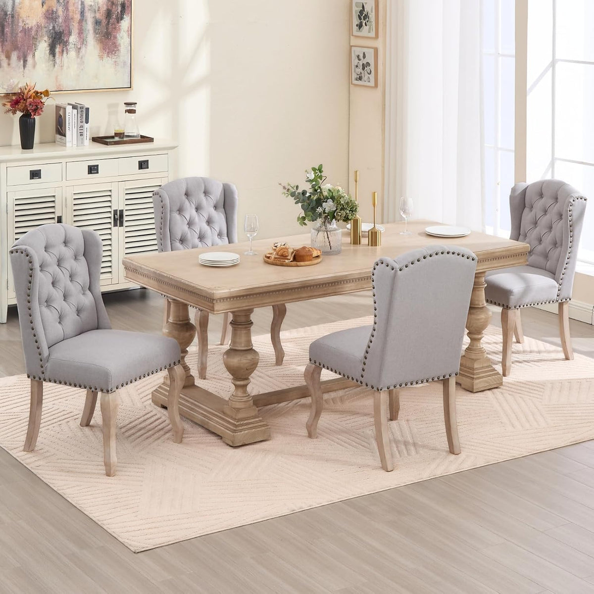 chairus Tufted Upholstered Parsons Dining Chairs Set of 4, Grey