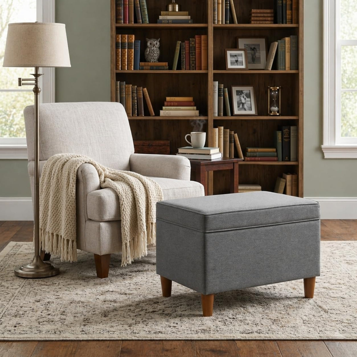 HomePop 24" Storage Ottoman, Gray (K7732-F2281-V), Large