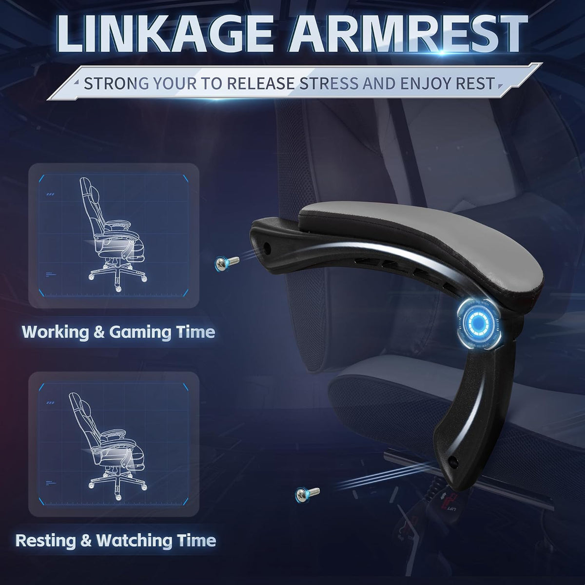DL-win Gaming Chairs for Adults, Computer Chair with Footrest and High Back, Big and Tall Gamer Chair's with Massage Lumbar Support, 360° Swivel Height Adjustable Gaming Chair, Grey