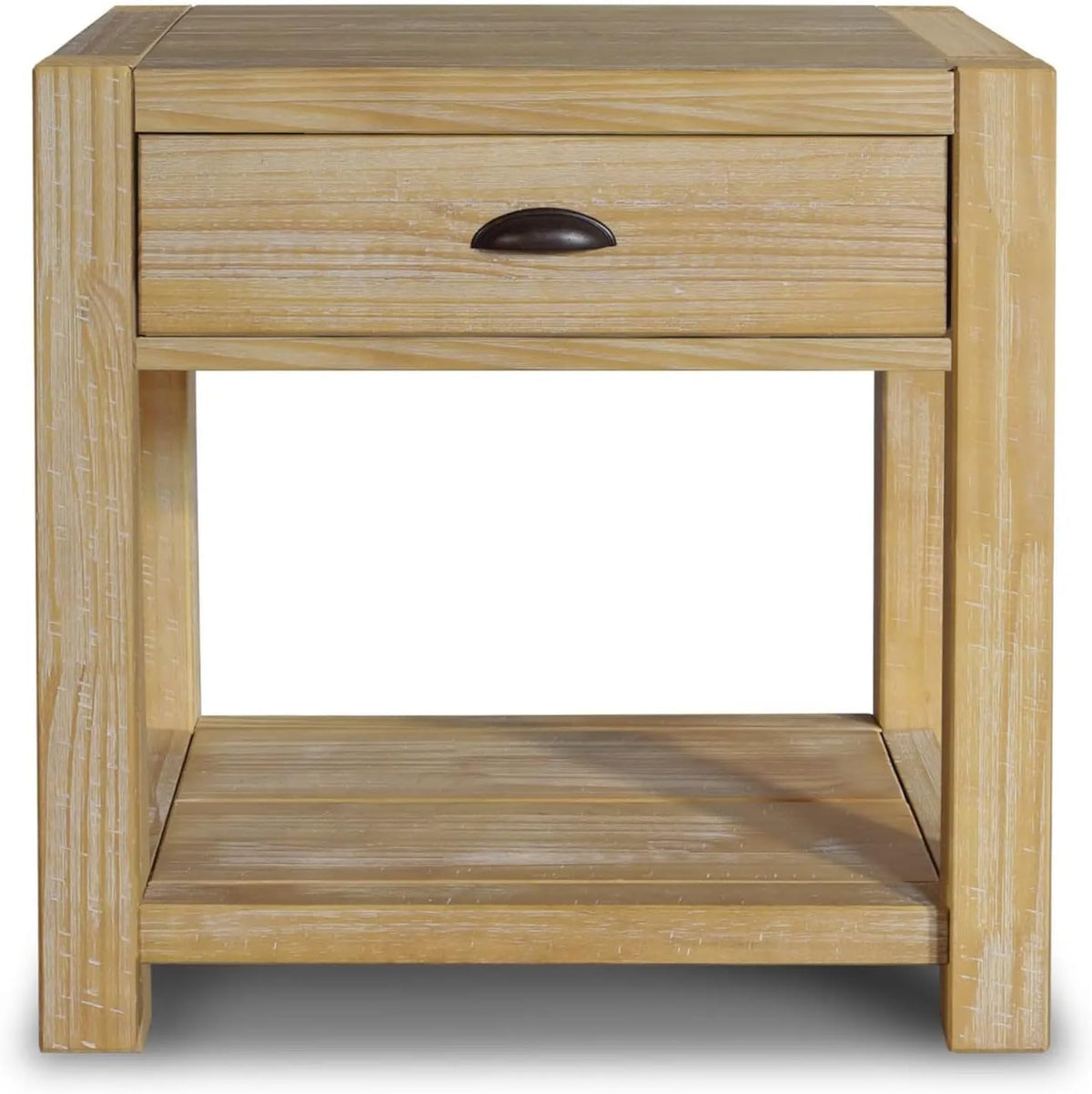 Grain Wood Furniture Montauk End Table, Solid Wood with a Driftwood Finish