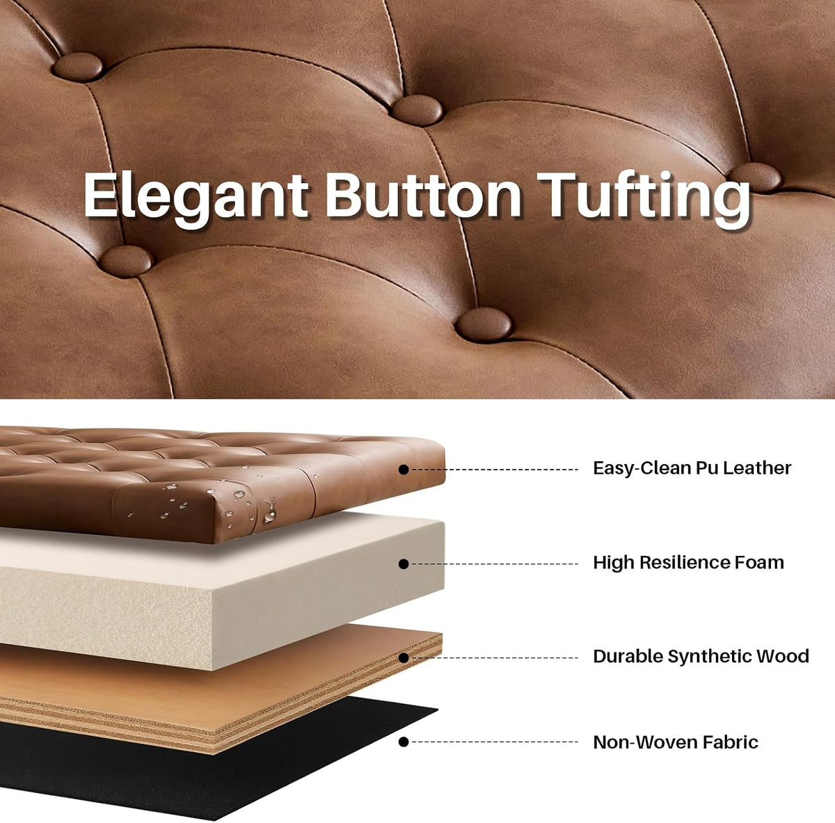 63.78" Inch Storage Bench for Bedroom Faux Leather End of Bed Bench with Storage Upholstered Ottoman Foot Rest with Rolled Arms for Bedroom Living Room Holds Up to 700 Lb Brown
