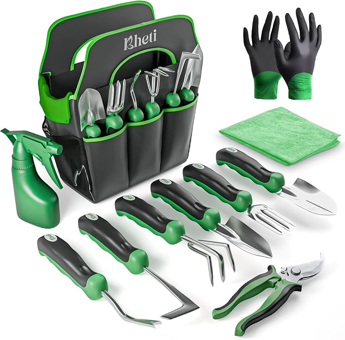 KHETI ?—¡?—²?˜„?—²???˜� 11-Piece Heavy Duty Stainless Steel Garden Tool Set ??Includes Spade, Shovel & More, Perfect for Digging & Plant Care, Ideal Gift for Women & Mothers