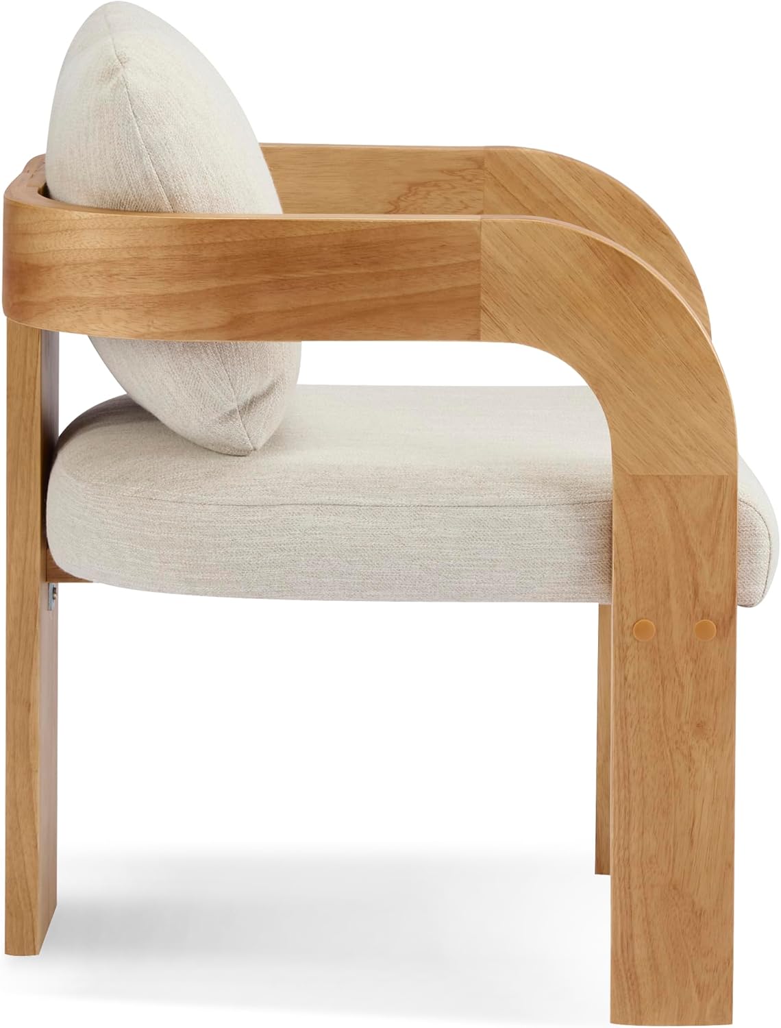 Christopher Knight Home Yorick Modern Dining Chair Set of 2 with Cushion, Solid Wood Dining Room Armchair Set, Curved Backrest Kitchen Side Chair, Living Room Comfy Extra Seat, Natural+Beige