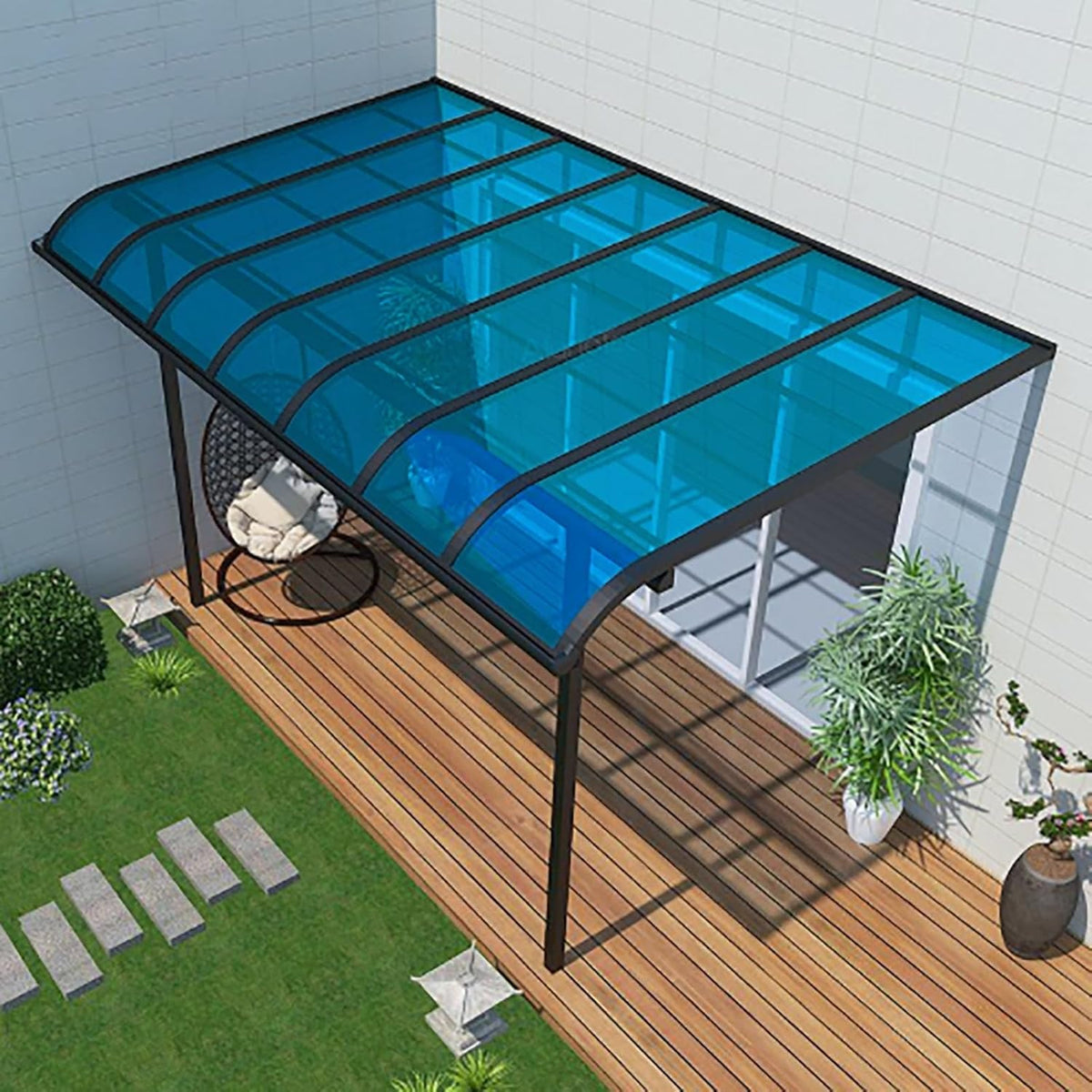 Daylighting Roof Panels Outdoor Sunshade Canopy Panels Greenhouse Panels Not Easy to Deform Easy to Assemble for Outdoor Shed Panels.(Blue,3.3x13.1ft)