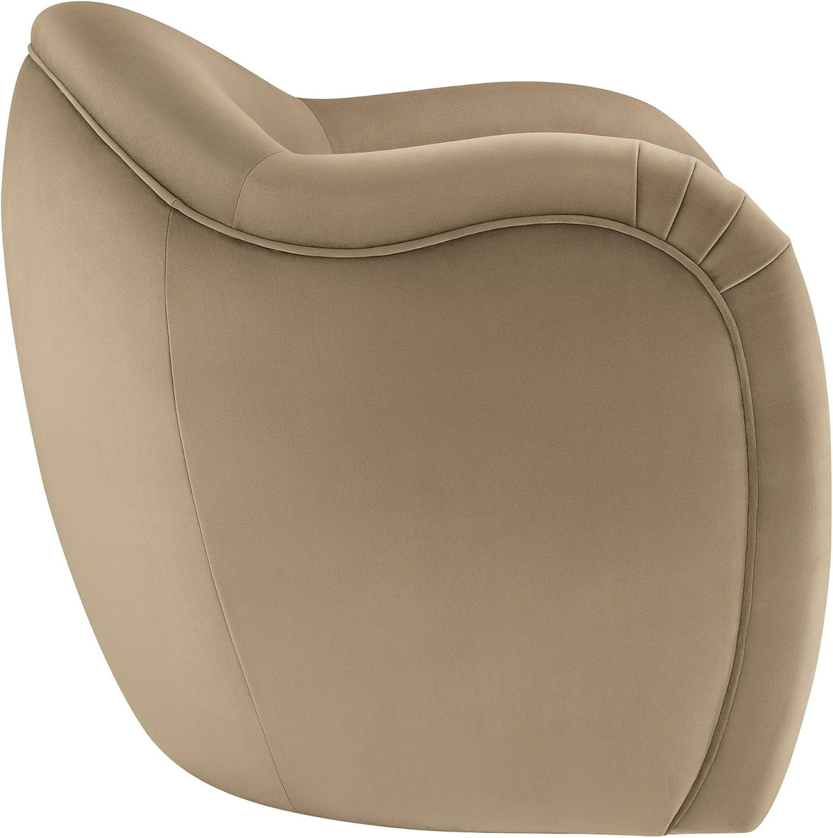 Modway Compose Barrel Chair with Performance Velvet Fabric in Taupe – Upholstered Accent Armchair with Curved Backrest – Cozy Lounge Chair for Reading – Round Comfy Single Sofa Club Chair