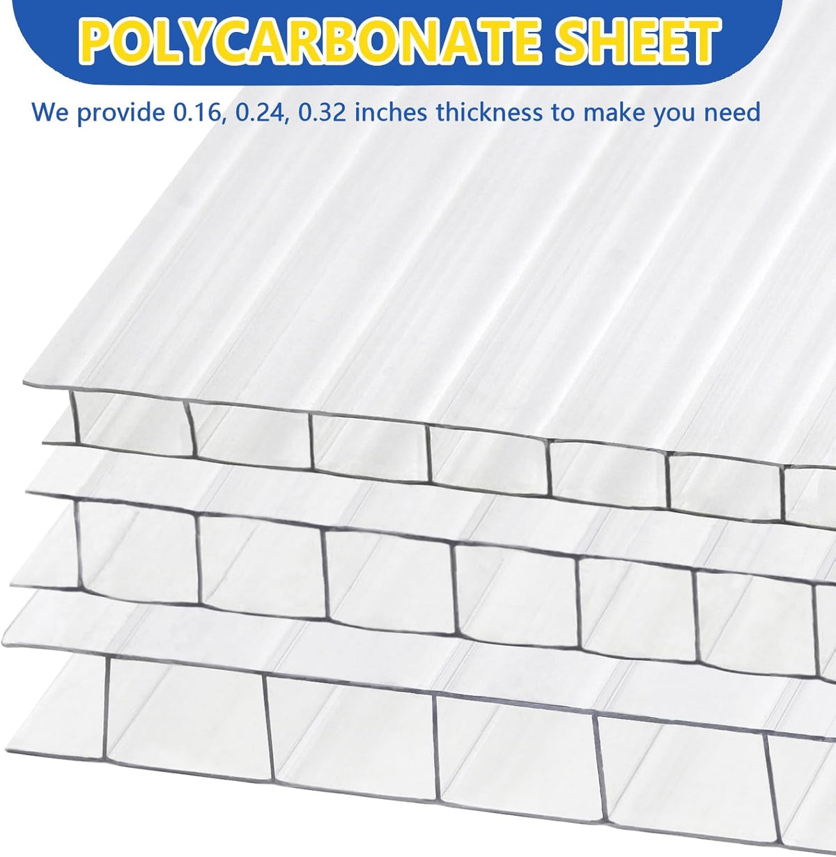 Polycarbonate Greenhouse Panels, Twin-Wall Polycarbonates Sheet, Clear Polycarbonate Panels for Greenhouse,Outdoor Garden, Plant Stand Roof (47.2''H x 23.6''W x 0.24''T, 14)