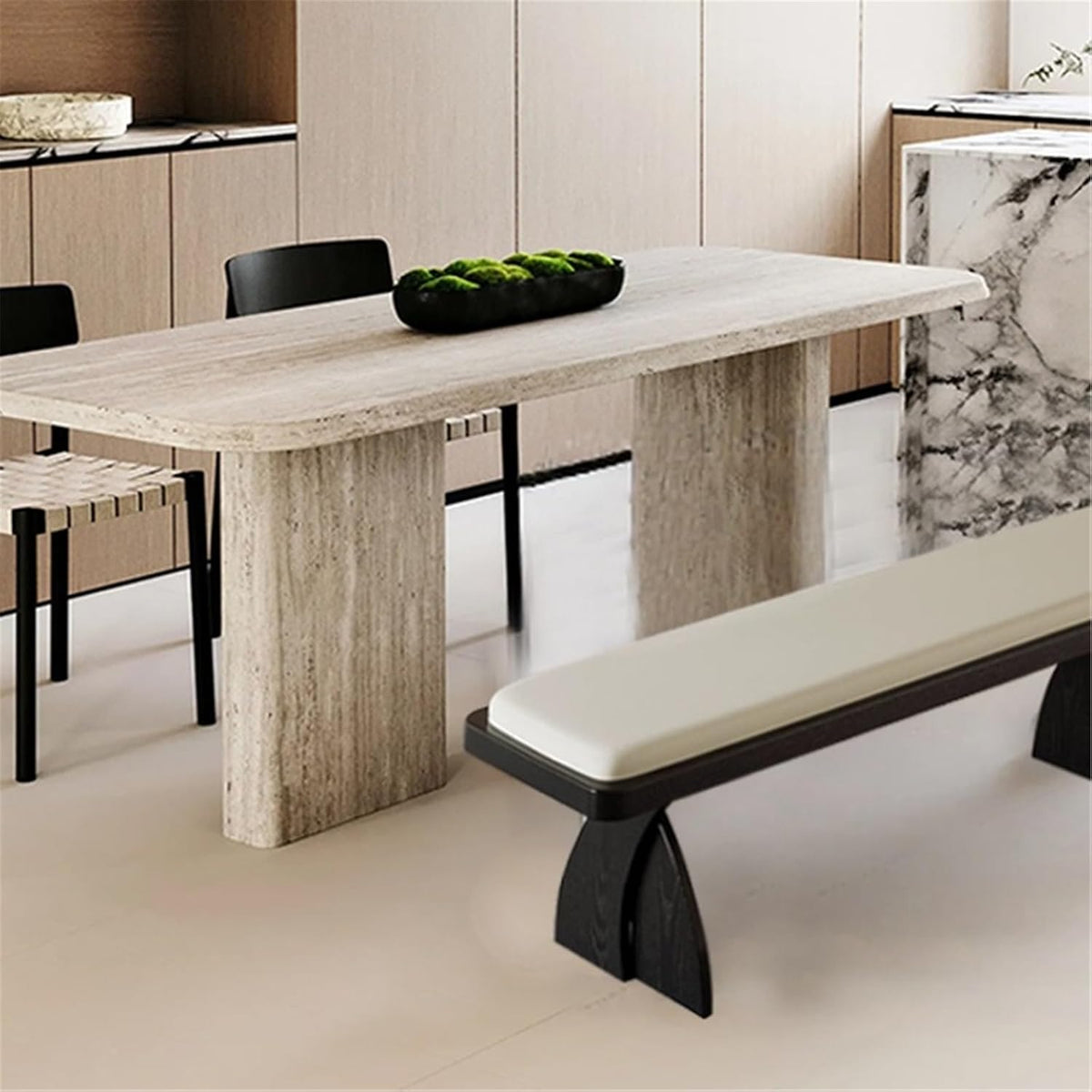 Modern Wooden Long Bench at The Foot of The Bed in The Bedroom Dressing Room or Home Use Leather Shoe Changing Entryway(XL)