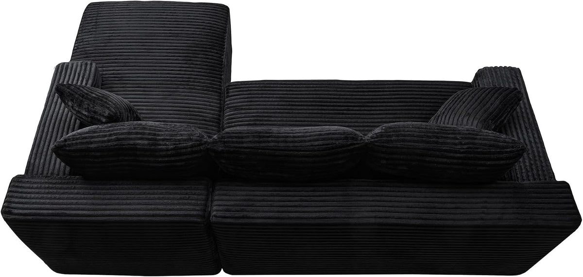 95" L-Shaped Cloud Sectional Couch, Right Facing Modular Compressed Sectional Sofa with Chaise Lounge, Plush Corduroy Corner Sofa for Living Room