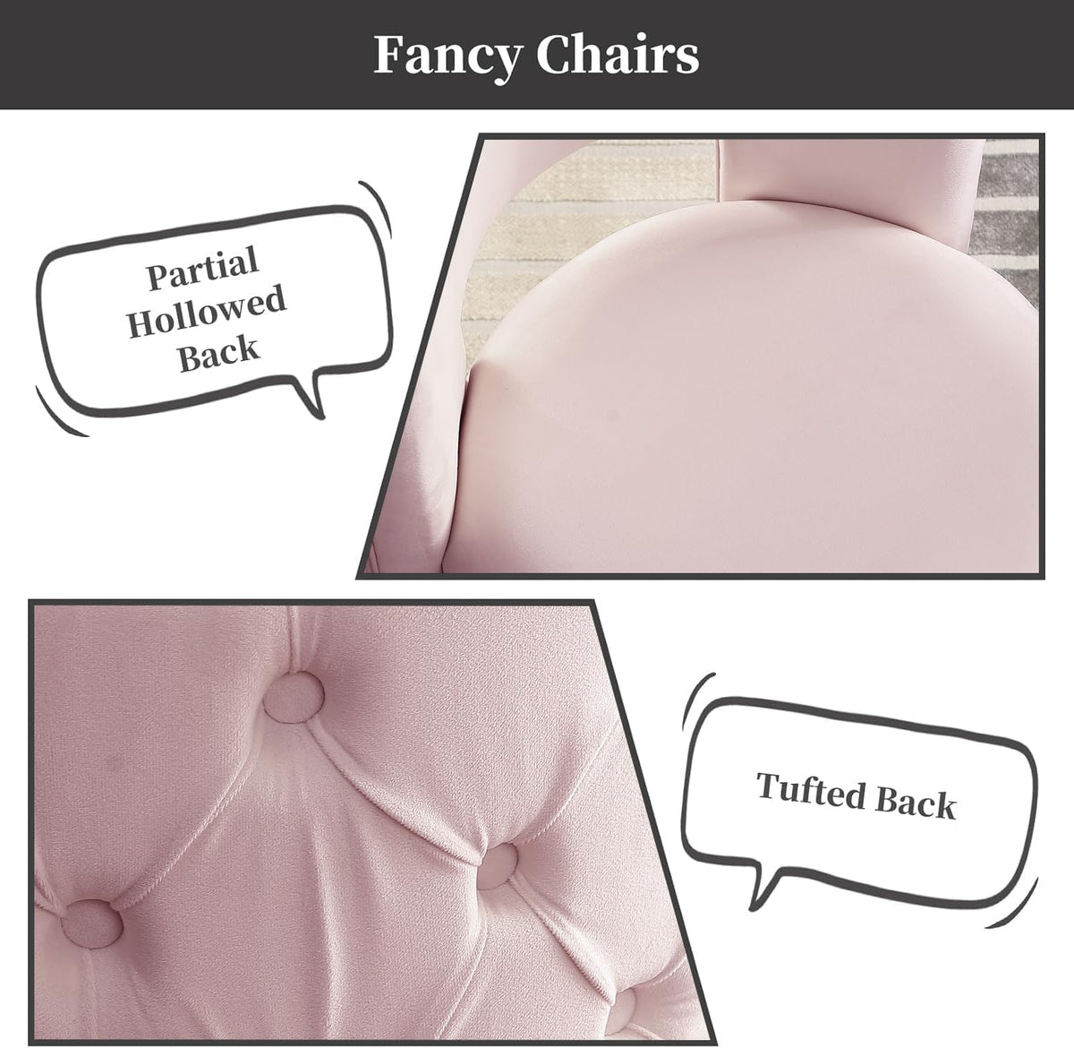 Swivel Chair with Storage for Living Room, Round Velvet Vanity Chair with Tufted Button Back, Pillow Included (Pink)