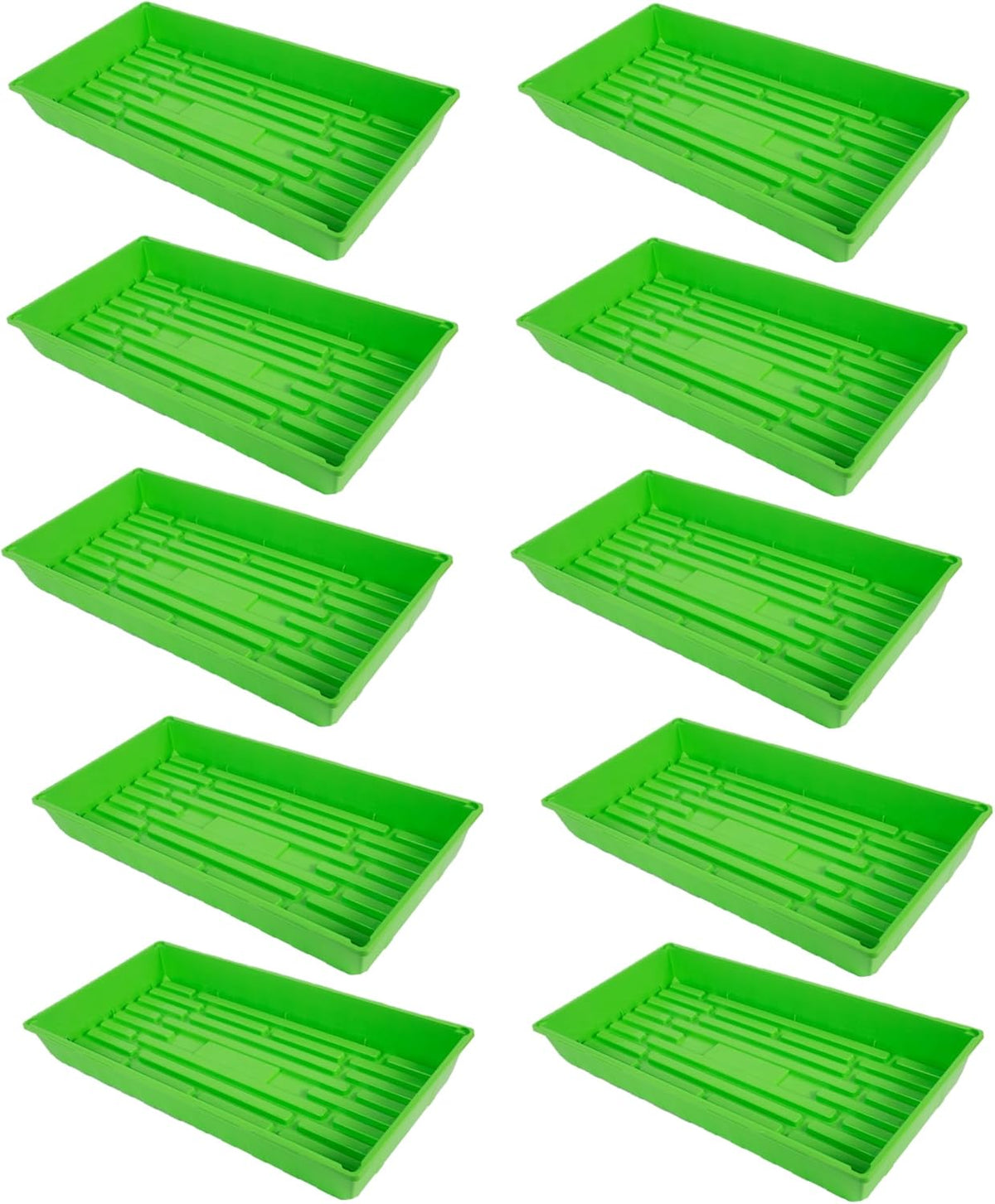 SUNPACK 10" x 20" Mega Plastic Seed Starting Tray, Green, 2.5" (Pack of 10) - No Drainage Holes, Ideal for Greenhouses or Indoor Gardening - Made of Thick, Strong Plastic