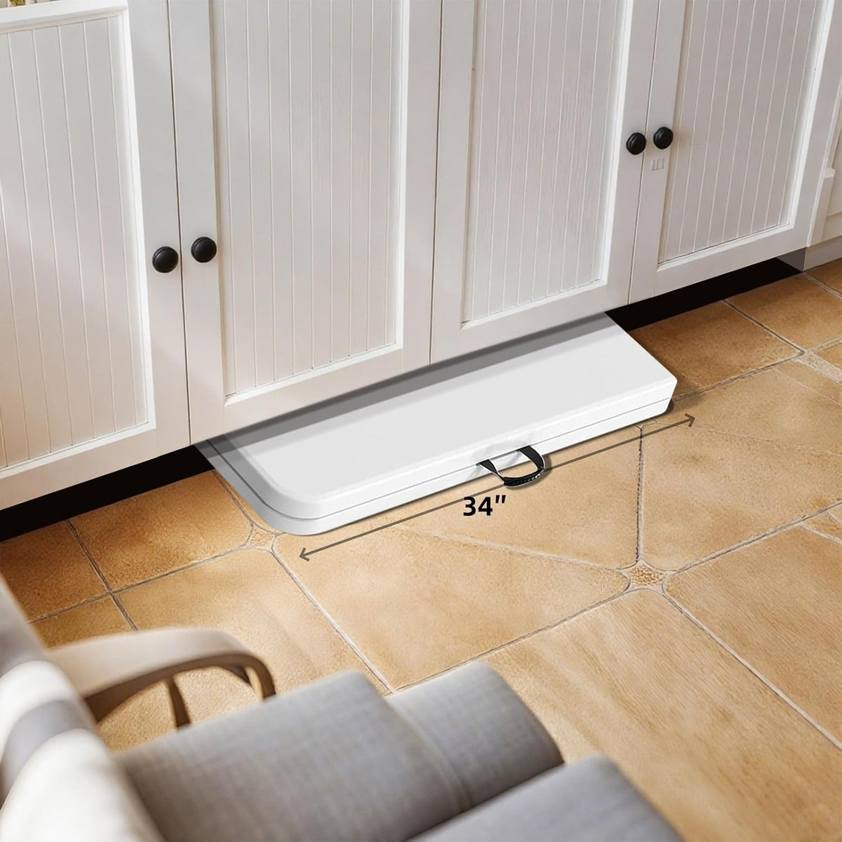 34" Square Folding Table Fold-in-Half Utility Dining Portable Table Heavy Duty HDPE with Carrying Handle, Plastic Tables for Camping,Picnic, Office, Party,Card Table (White)