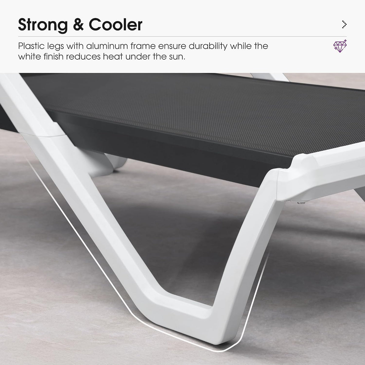 PURPLE LEAF Lounge Chair Outdoor Set of 2 w/Armrest & 1 Table, Dark Grey | Easy Assembly, Clear step-by-step instructions and simple hardware help you set up the lounge chairs in just a few minutes