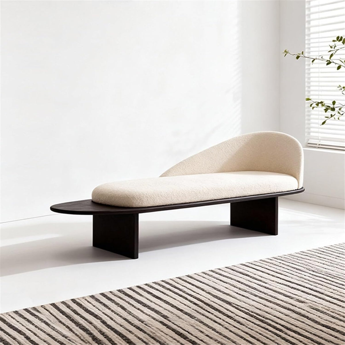 Modern Wooden Bed-end Bench in Hotel Bedroom Showroom Dressing Room Shoe-Changing with Backrest Entryway(XS)