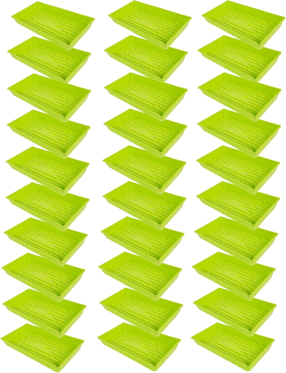 SUNPACK 10" x 20" Mega Plastic Seed Starting Tray, Lime Green, 2.5" (Pack of 30) - No Drainage Holes, Ideal for Greenhouses or Indoor Gardening - Made of Thick, Strong Plastic
