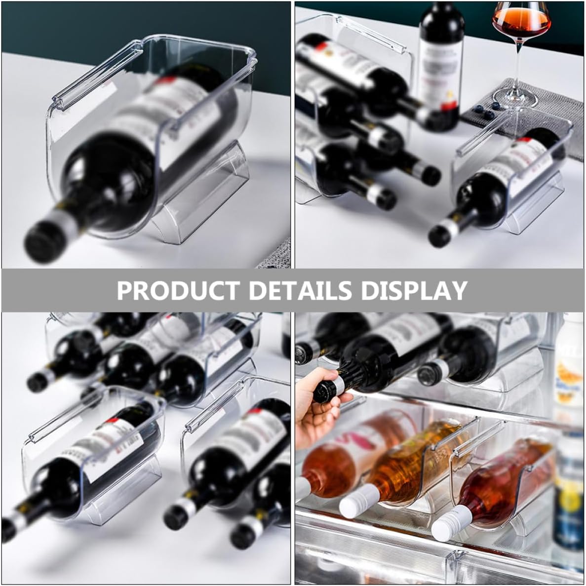 SHINEOFI 8Pcs Stackable Acrylic Wine Bottle Holder Wine Storage Rack Single Liquor Bottle Shelf Stable Design for Home Bar Countertop Display