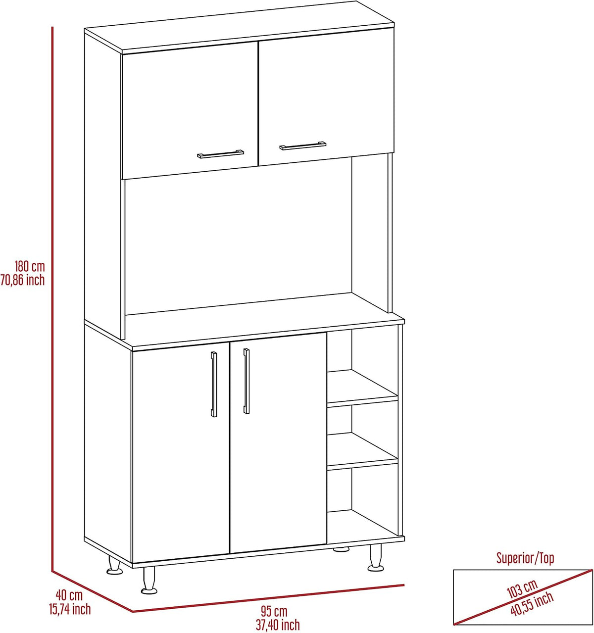 3 Shelf Pantry Cabinet Black