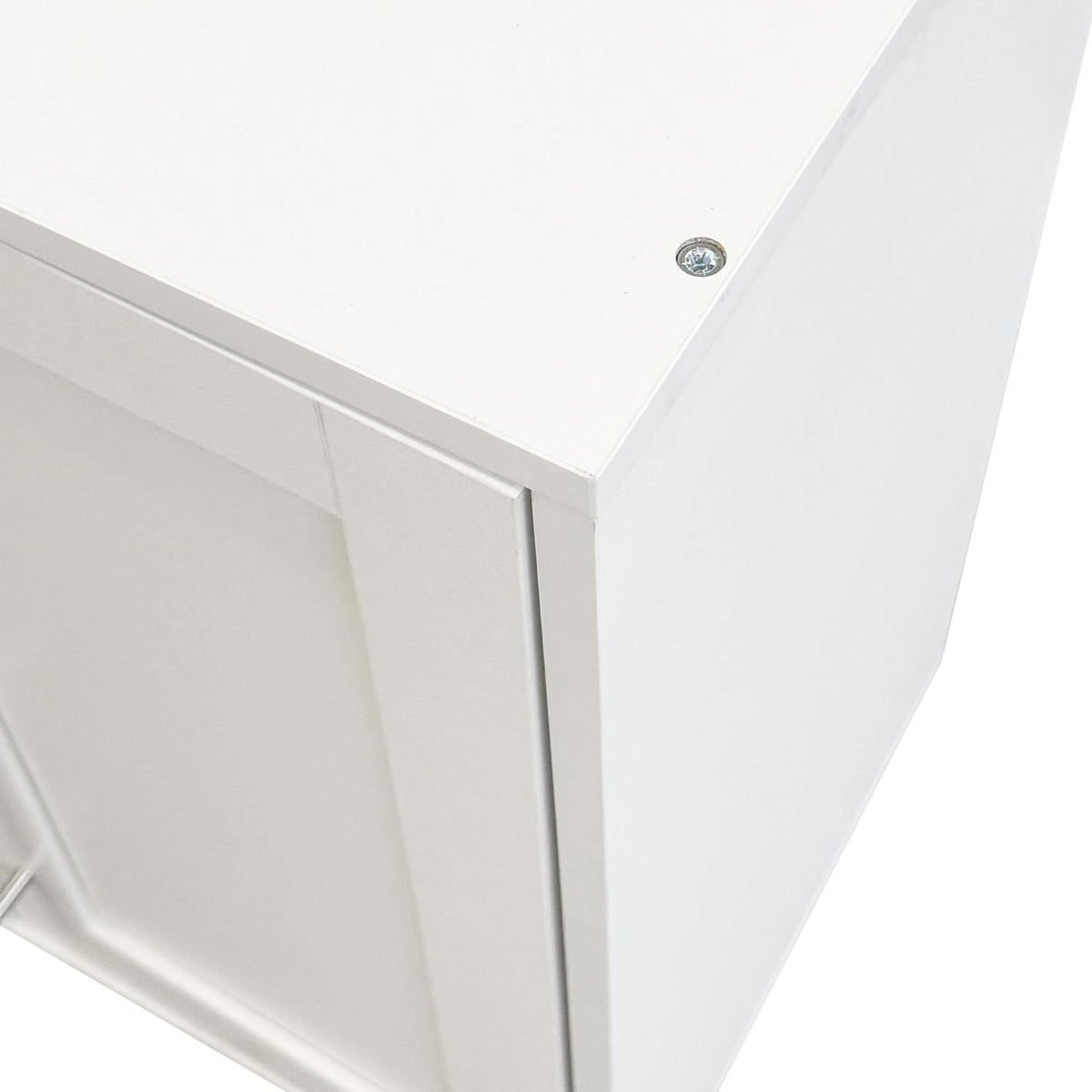 L Shape Wall Mounted Storage Cabinet, White Floating Sideboard Buffet Cabinet with 2 Doors & 3 Open Shelves, Wall Storage Organizer for Kitchen Dining Room