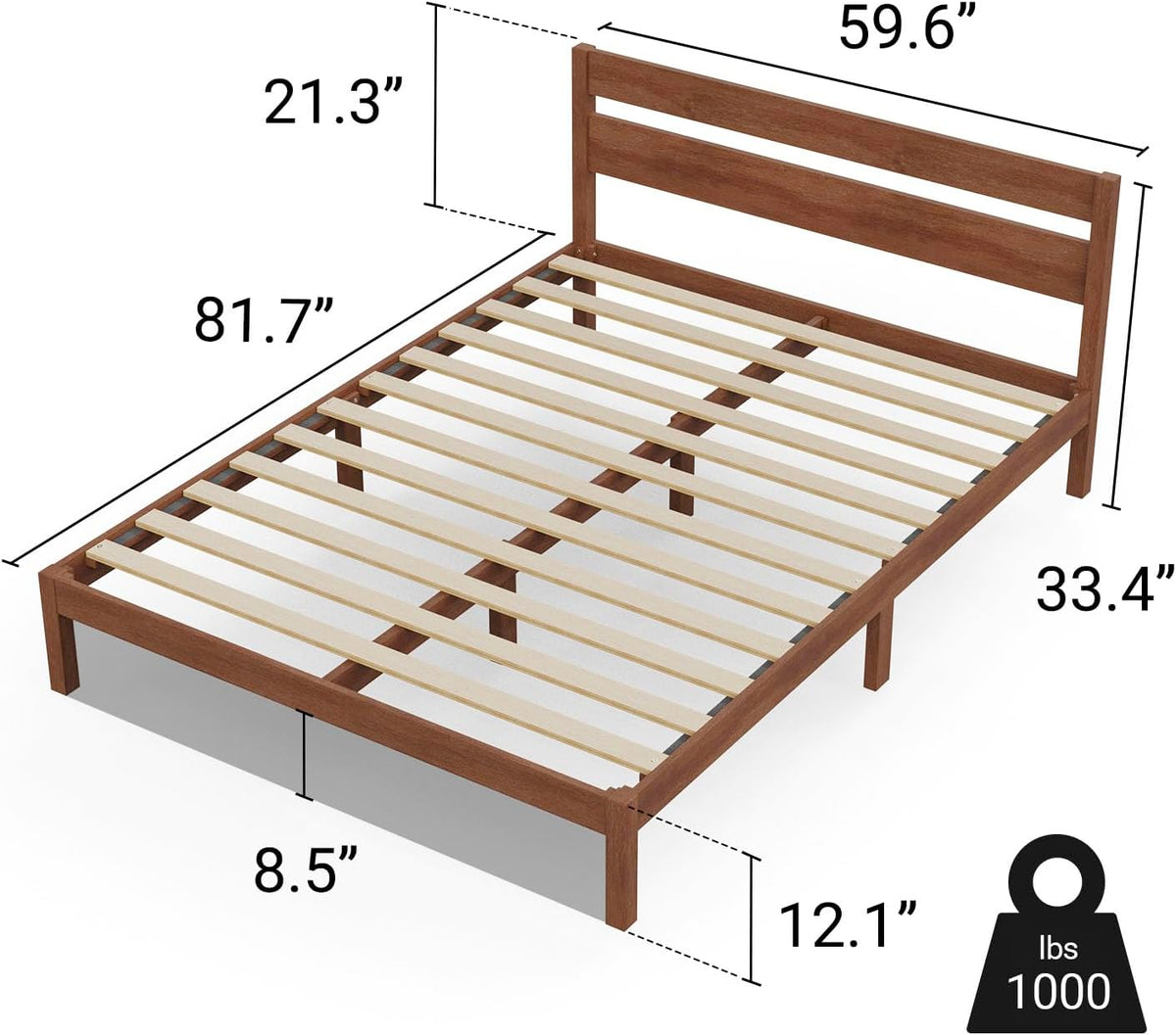 LIFEMENT Queen Bed Frame with Headboard Classic Wood Platform, Noise Free, Under Bed Storage, No Box Spring Needed, Easy Assembly, Cherry