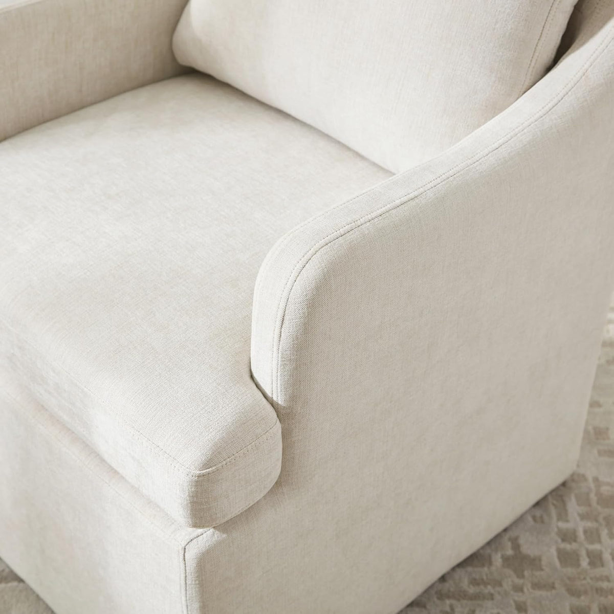 VKNOW Upholstered Dining Chairs Set of 6, Modern Kitchen Chairs Dinner Chairs with 4 Casters, Chenille Armchair for Bedroom Reading Room Living Room, Beige