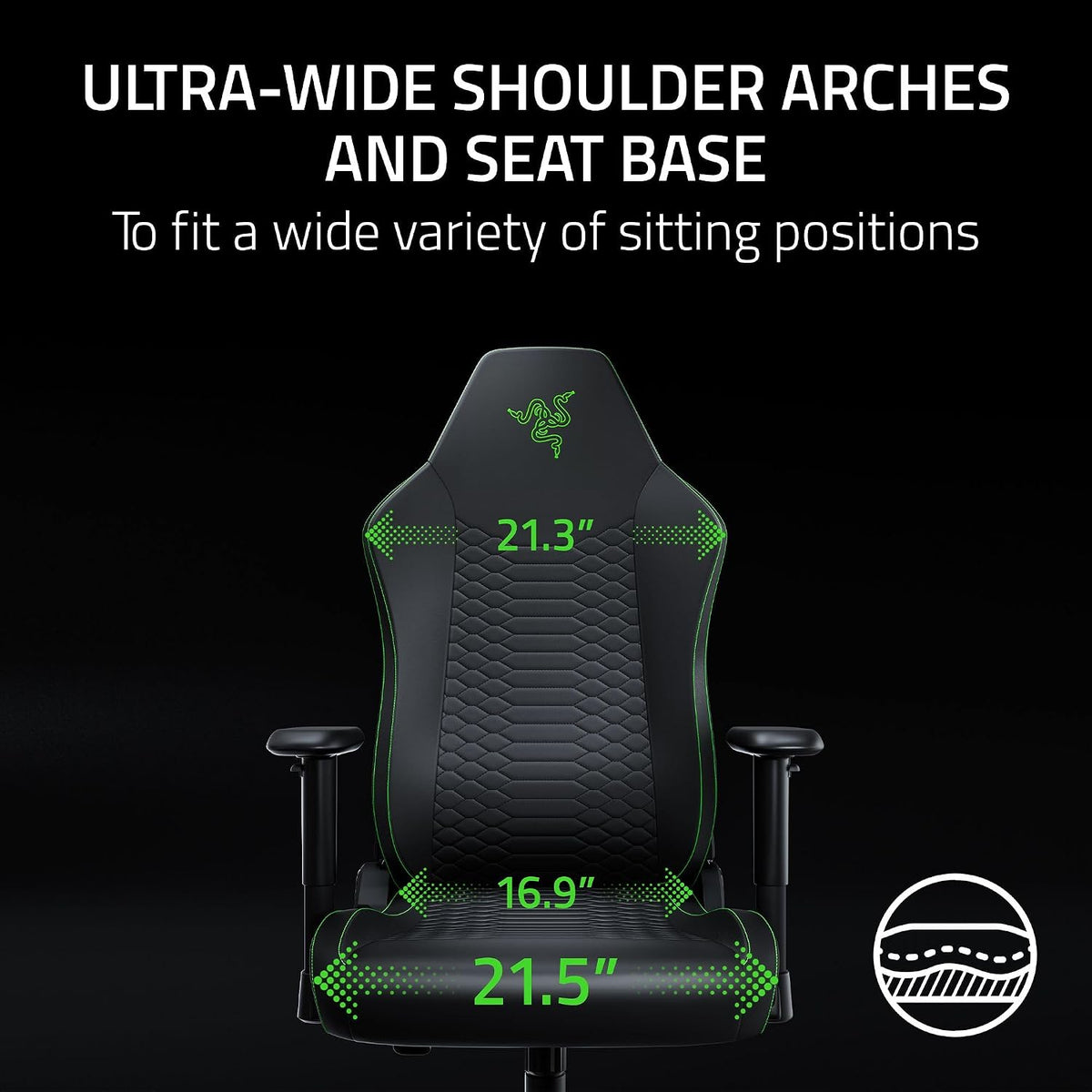 Razer Iskur V2 X NewGen Ergonomic Gaming Chair, Black/Green | Gen-2 EPU Leather with CoolTouch, Lumbar Support, Ultra-Wide Base, Foam Cushions, Adjustable 152 Degree Recline, 2D Armrests