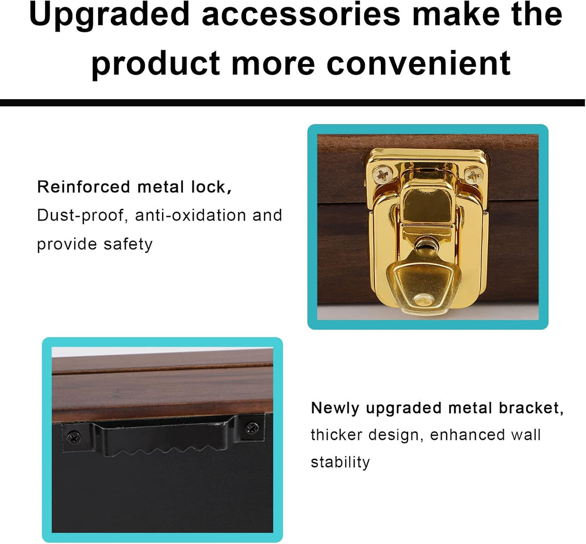 18 Souvenir Tea Spoon Display Case Wall Mount Lockable UV Protection Acrylic Door Wood Display Rack Stand for Spoon Collection(Fire Burning Color)