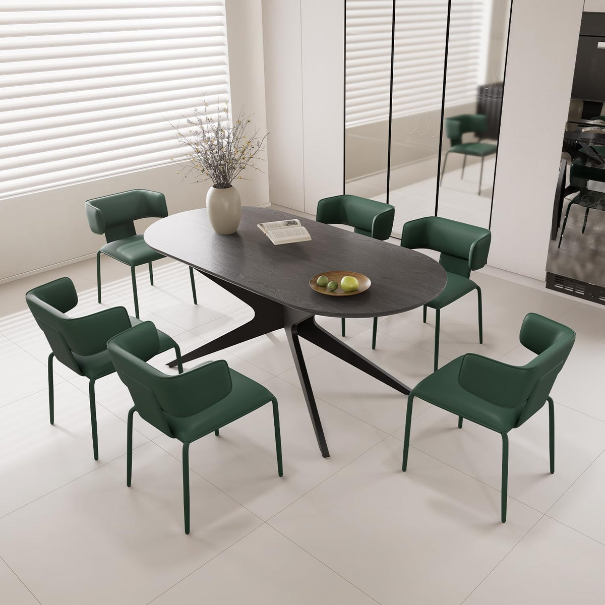 YOUNIKE Upholstered Dining Chair Single Premium Faux Leather Kitchen Dining Room Chair with Back Modern Padded Comfy Accent Side Chair for Living Room, Bedroom, Cafe Black