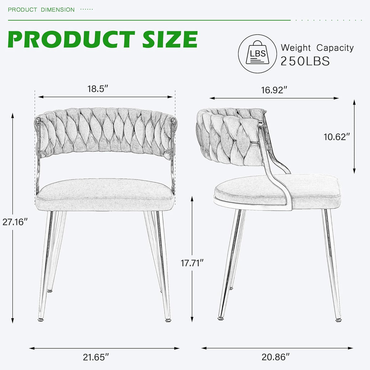 Velvet Dining Chairs Set of 2, Upholstered Dining Chair for Living Room, Modern Woven Kitchen Side Seats with Golden Legs, Great for Bedroom Kitchen Vanity - Purple