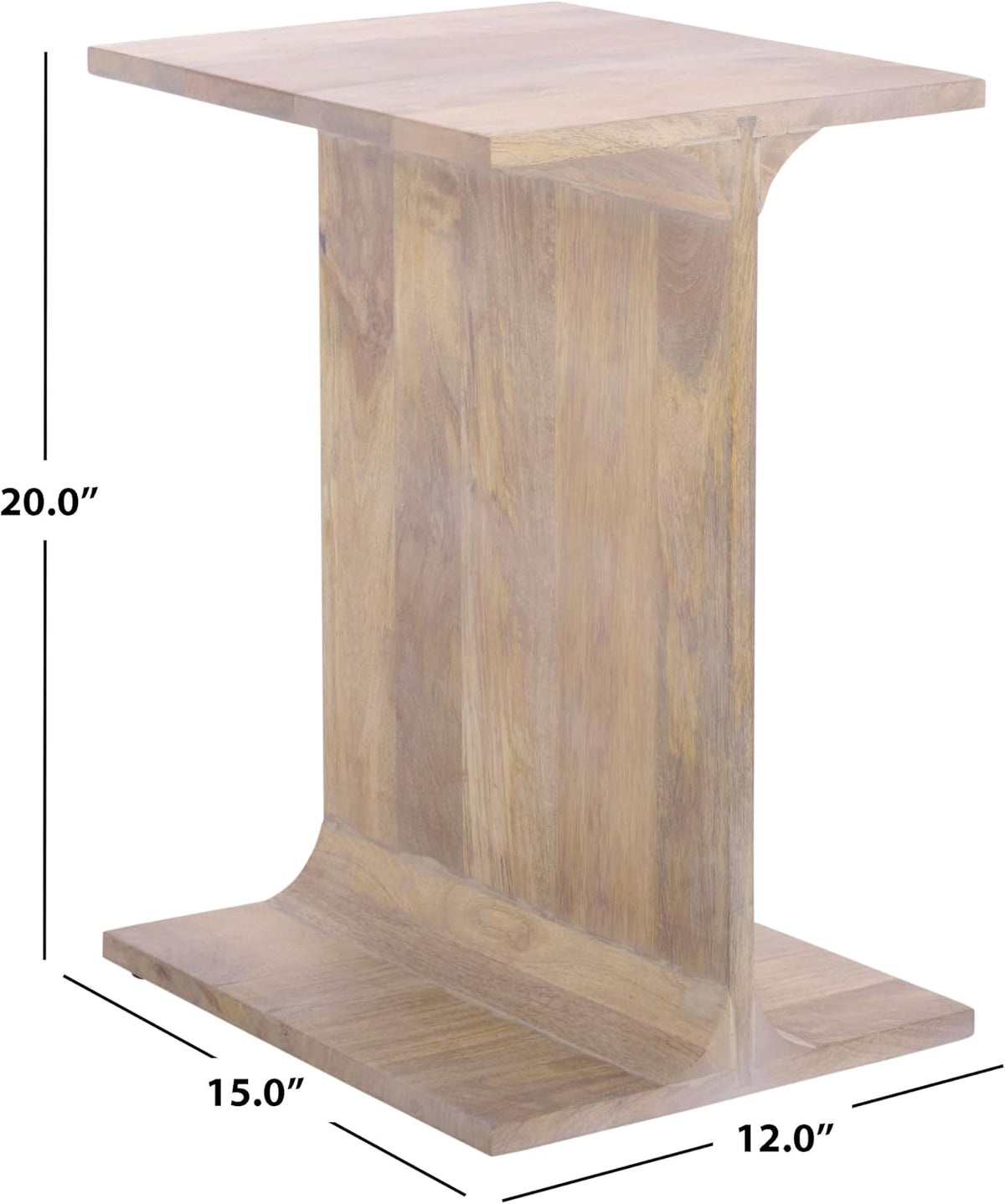 SAFAVIEH Home Collection - Wilfredo White Washed Solid Wood Accent Table, Scandinavian C-Shape Side Table, Fully Assembled (ACC3261A)