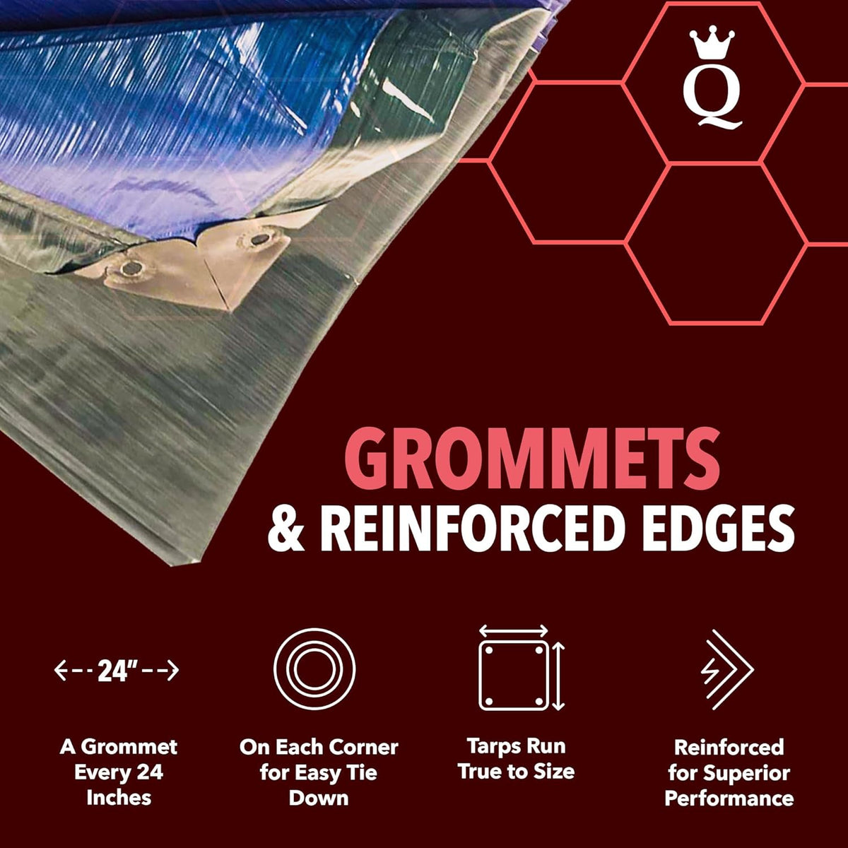 QUEEN OF TARPS | 6x8 Heavy Duty Tarp Waterproof, 120 GSM is 12 MIL, UV/Tear Resistant Tarp, Camping, Outdoor Furniture, Car, Tents, Painting, Firewood Protection | 6x8, Heavy Duty