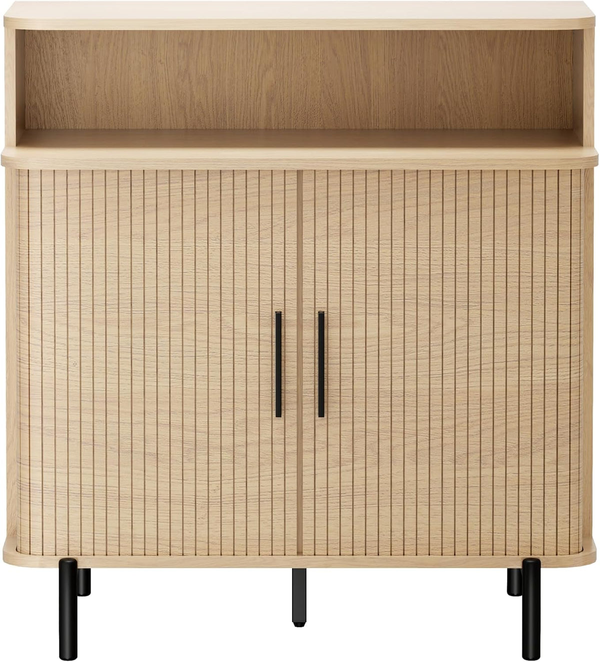 SUNCOZE Buffet Sideboard Cabinet with Big Storage Space, Fluted Coffee Bar Cabinet with Shelves, Modern Wood Console Cabinet for Kitchen, Entryway & Living Room (Wood)