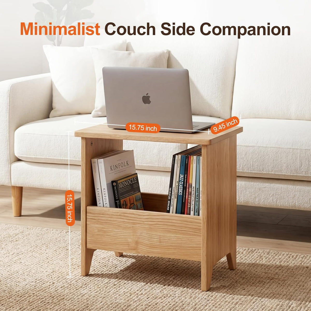 King Oasis Small Storage Stool with Flat Top, 15.7" Modern Footstool Ottoman for Living Room & Bedroom, Narrow Shoe Bench/Side Table for Entryway, Bathroom, Bedroom and Small Spaces, Light Oak Low