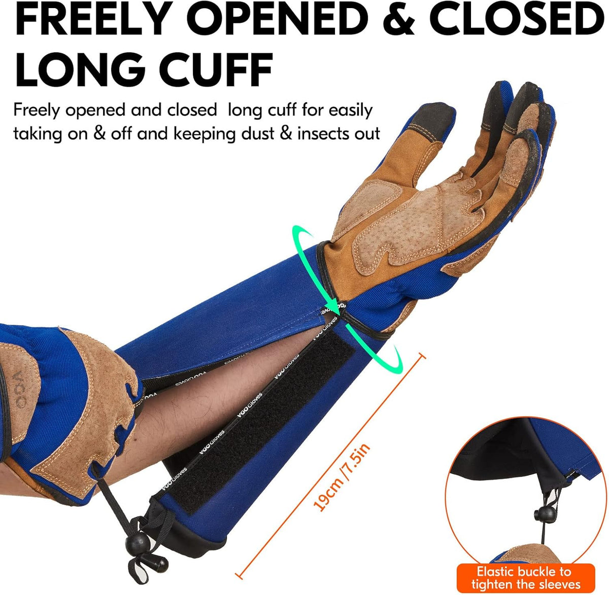 Vgo... Gardening Gloves Unisex,Safety Work Gloves,Long Sleeves Gauntlet,Puncture Proof,Touchscreen(Size S,Blue,SL7496)